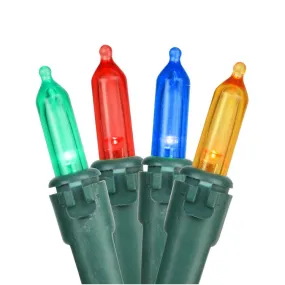 100-Count Multi-Color LED Mini Christmas Lights with 4" Spacing and Green Wire