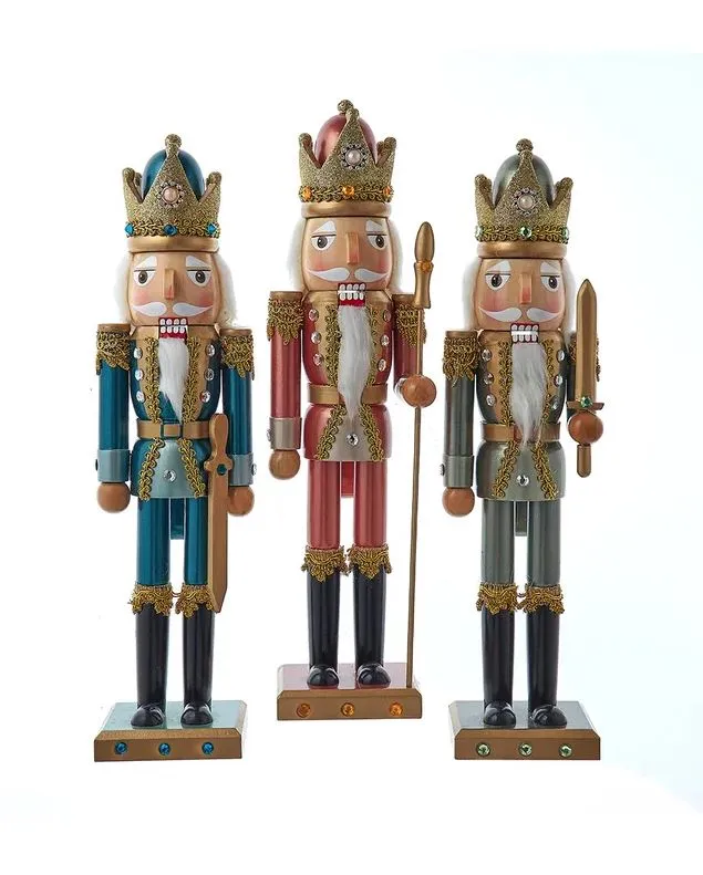 15" Teal, Green & Desert Rose Nutcrackers Set Of 3