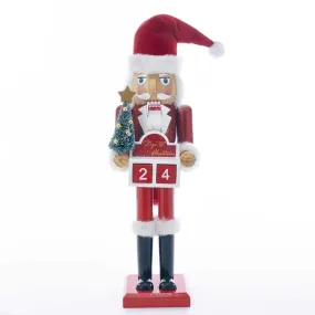 15" Wooden Santa Advent Calendar Nutcracker