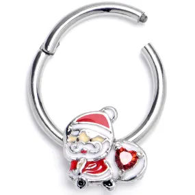 16 Gauge 3/8 Red Gem Santa Bag Heart Hinged Segment Ring