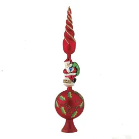 16" Red Glass Santa Finial Tree Topper