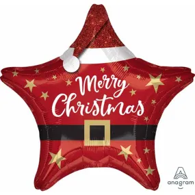 19 Inch Red Merry Christmas Santa Star for New Year Party Decor (5/Pk)