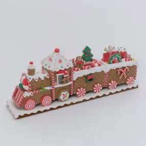 19.5in L Whimsical Gingerbread Christmas Train Tabletop Accent