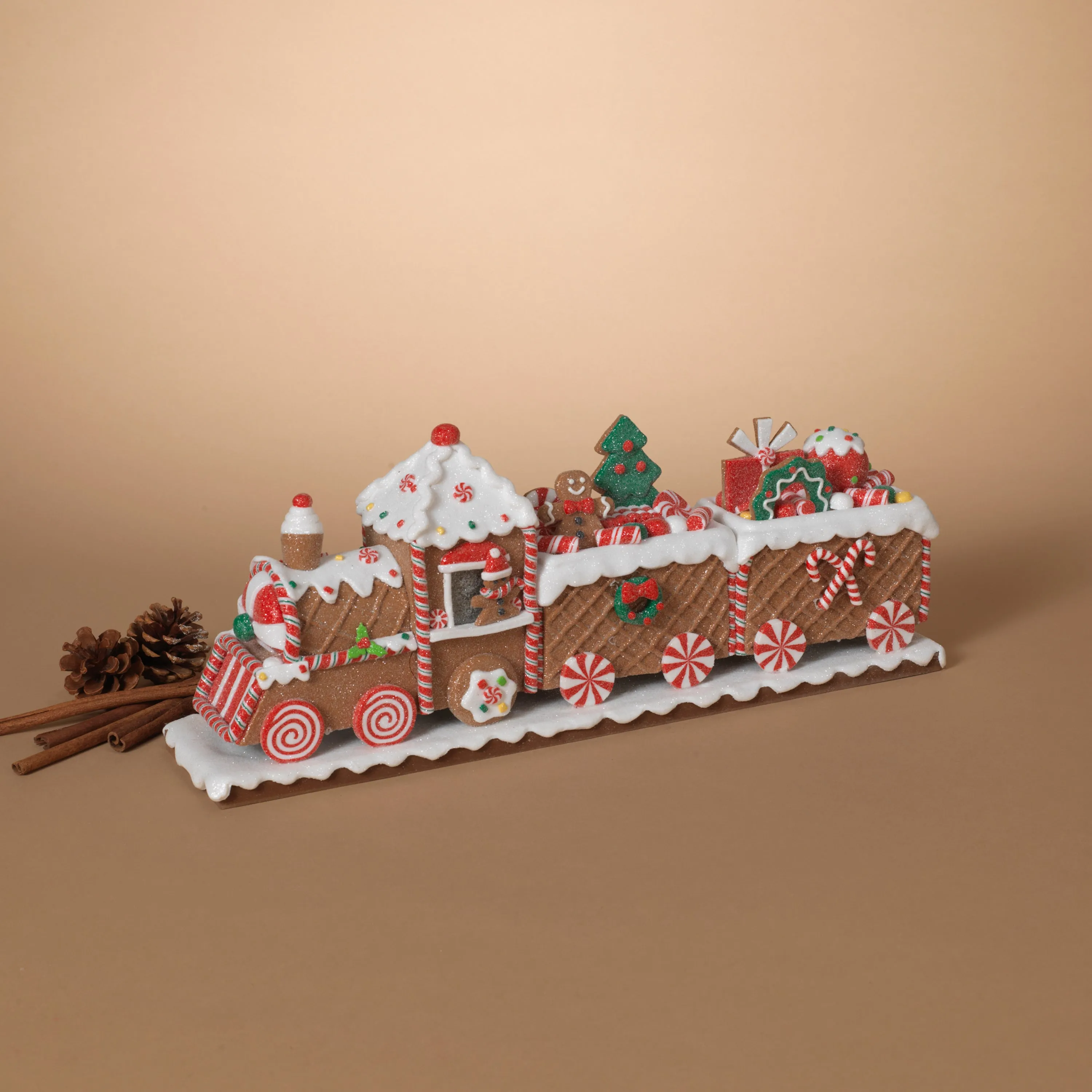 19.5in L Whimsical Gingerbread Christmas Train Tabletop Accent