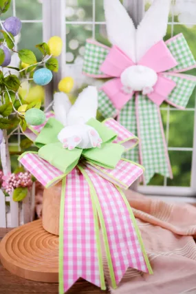 19" Checkered Easter Bunny Bows (2 Colors)