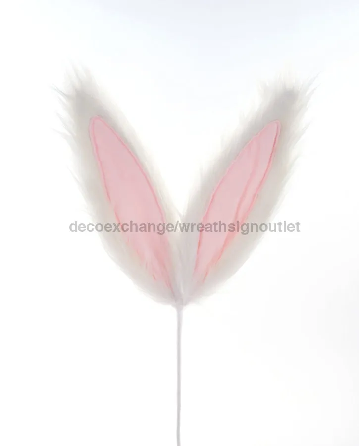 24"L Bunny Ears On Pick White/Pink HE425653