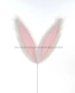 24"L Bunny Ears On Pick White/Pink HE425653