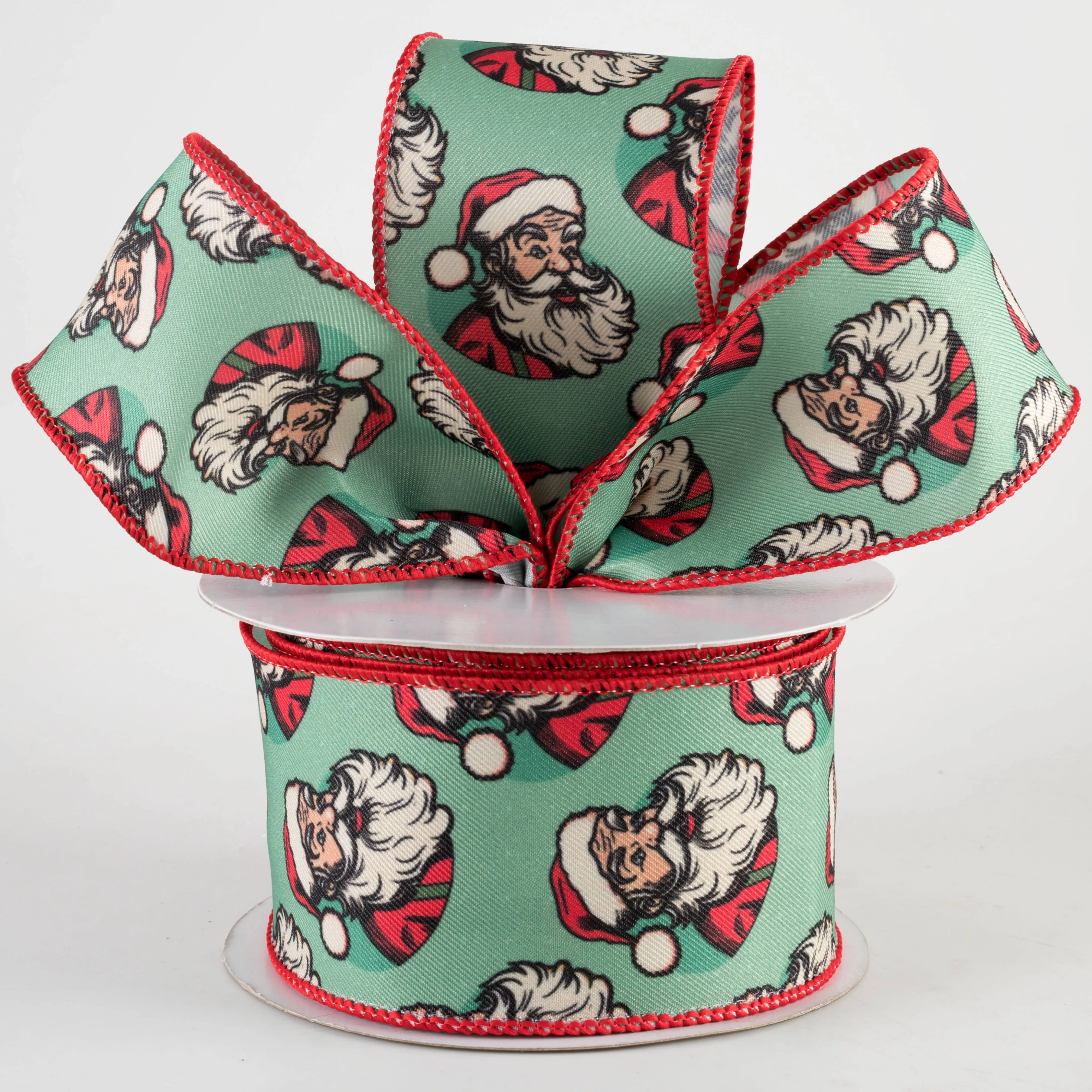2.5" Deluxe Vintage Santa Ribbon: Mint (10 Yards)