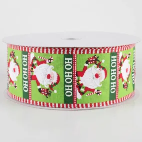 2.5" Jolly Waving Santa Dash Edge Ribbon: Lime (50 Yards)