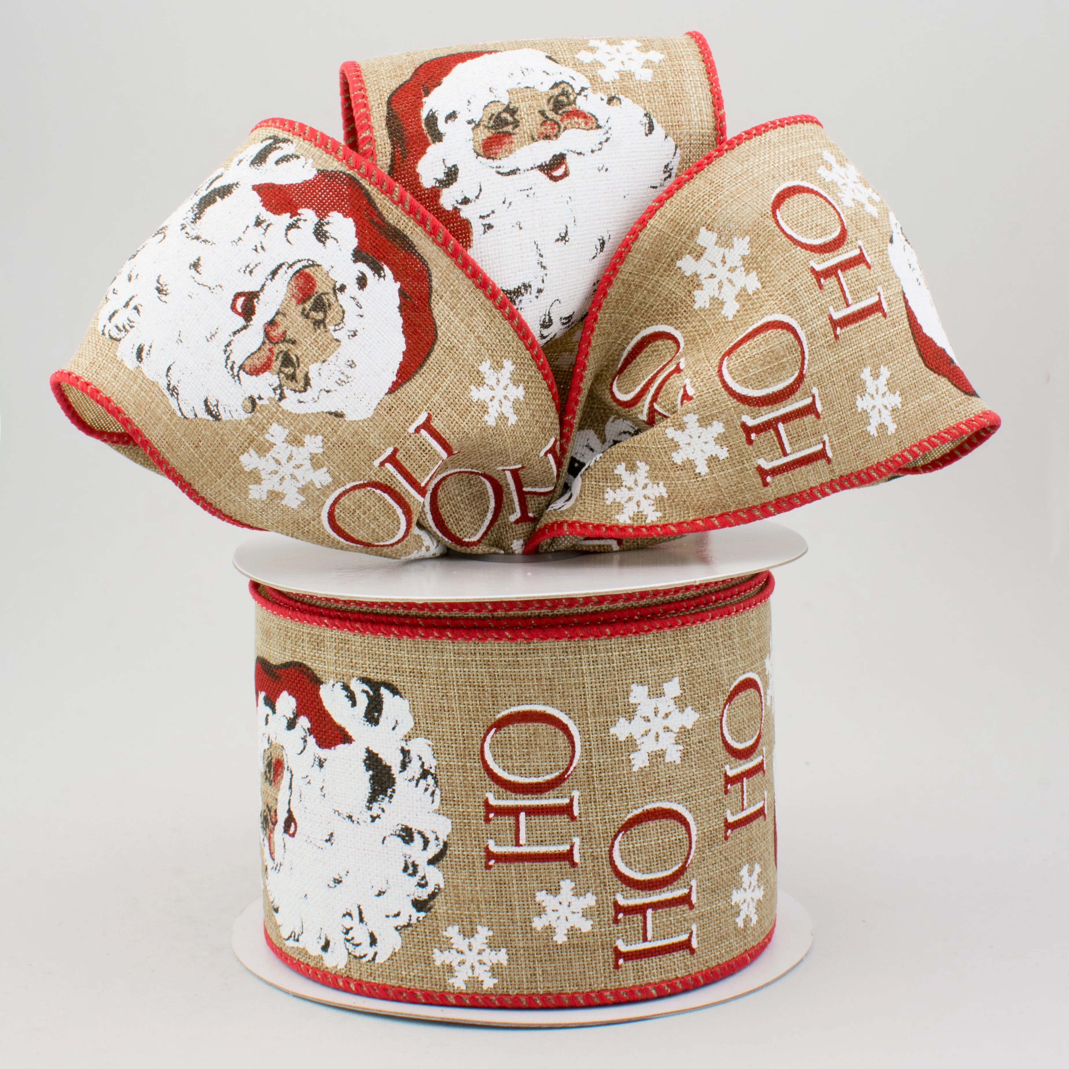 2.5" Vintage Santa Ribbon: Beige (10 Yards)