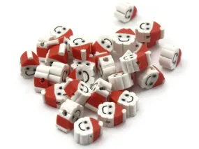 30 Santa Claus Polymer Clay Red and White Christmas Beads