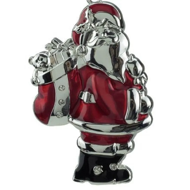3.25" Silver and Red Santa Claus with European Crystals Christmas Ornament
