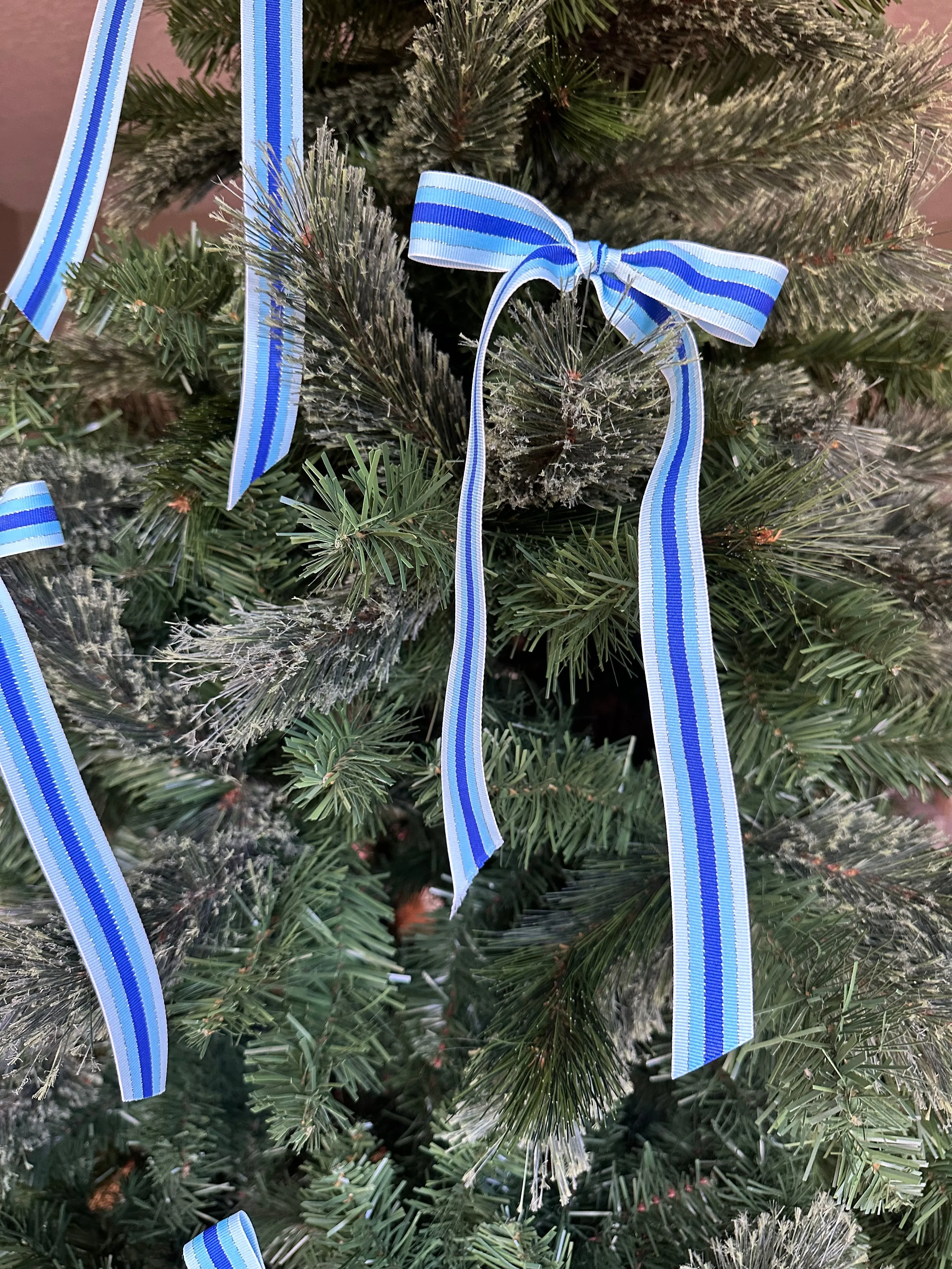 90’s Vintage Blue stripes long tail bow set