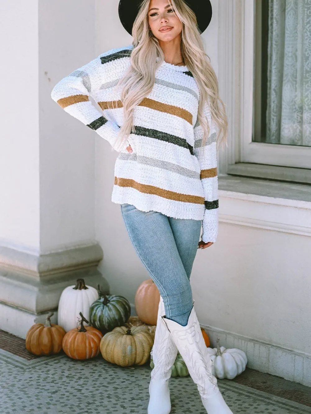 Autumnal Stripe Fluffy Knit