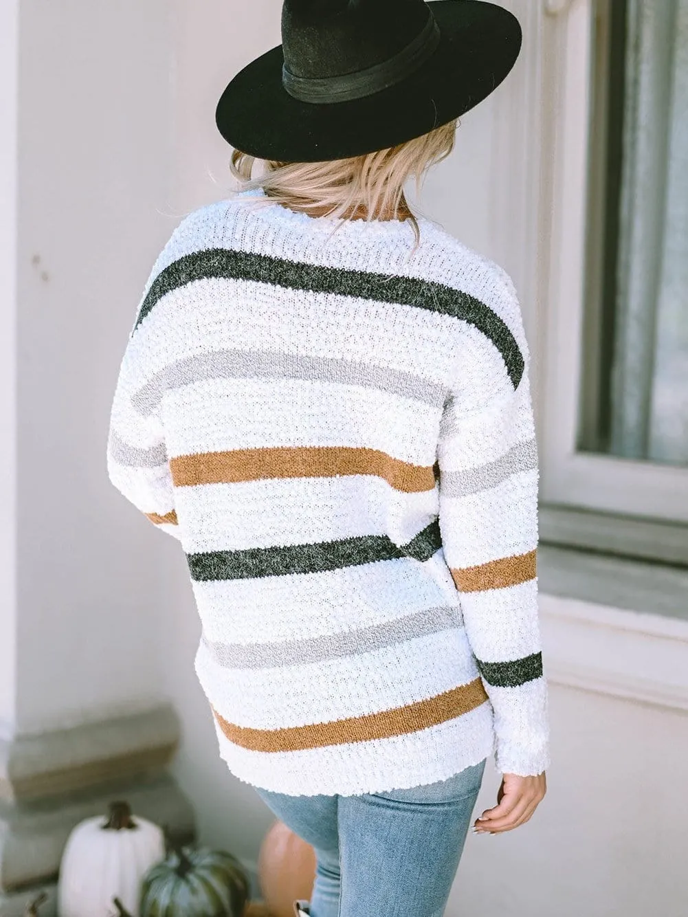Autumnal Stripe Fluffy Knit