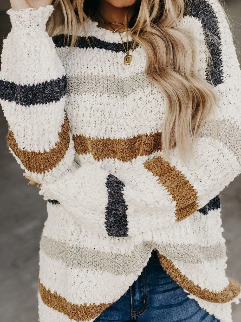 Autumnal Stripe Fluffy Knit