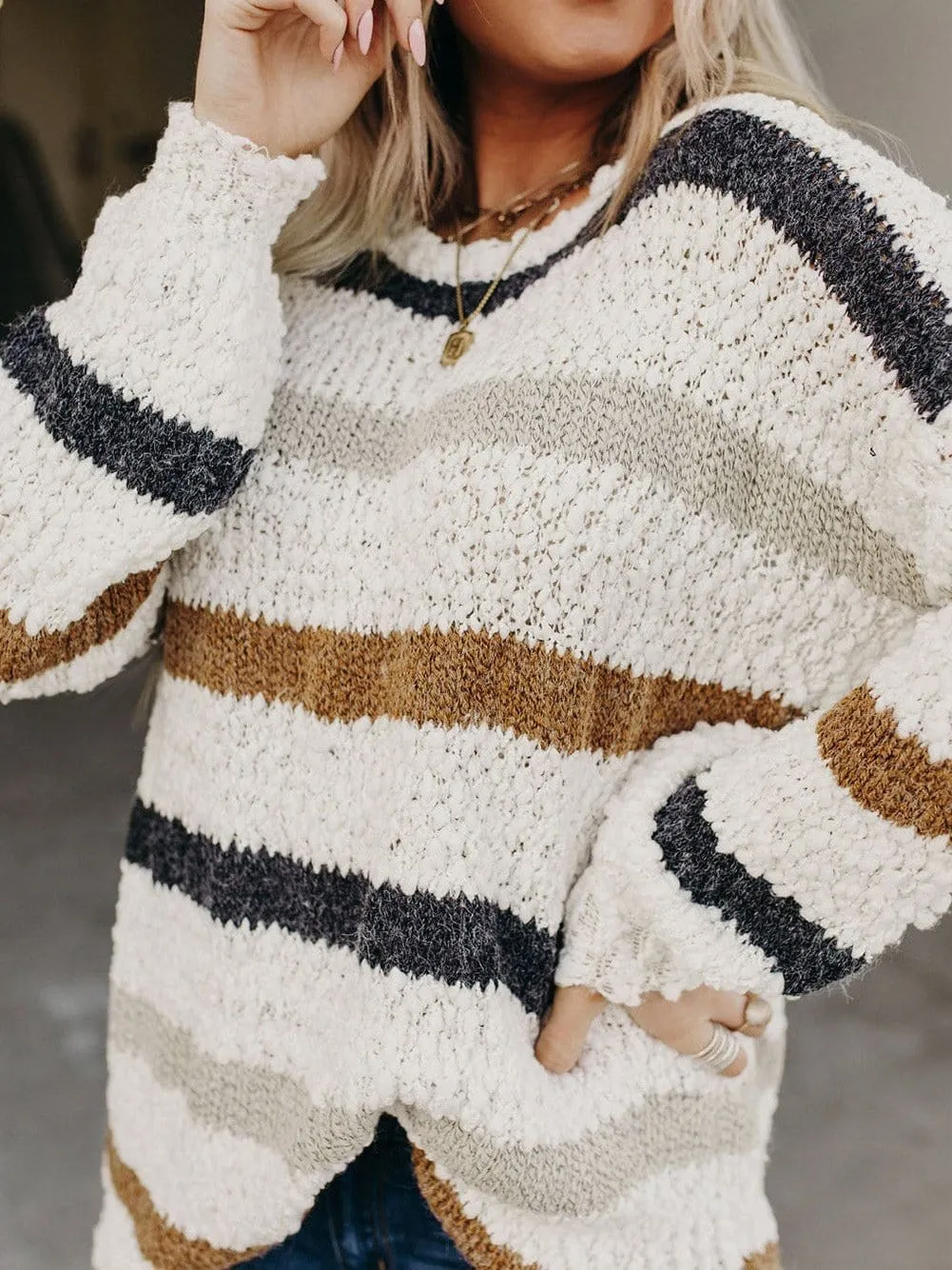 Autumnal Stripe Fluffy Knit