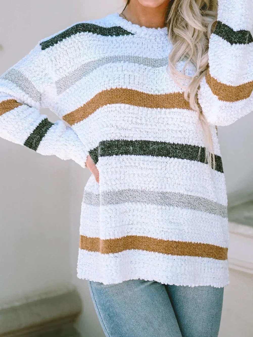 Autumnal Stripe Fluffy Knit