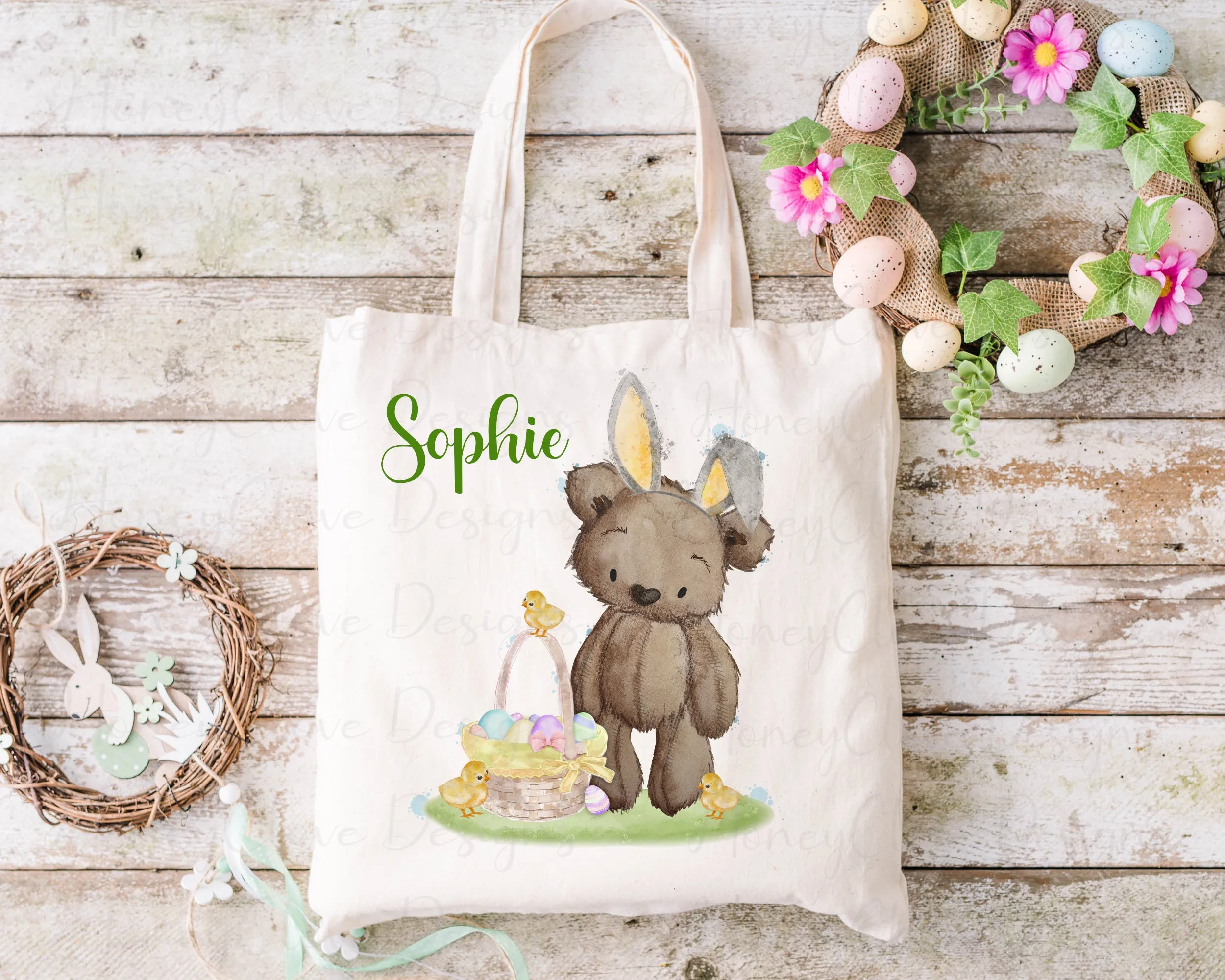 Brown Bear Bunny -Easter Cushion