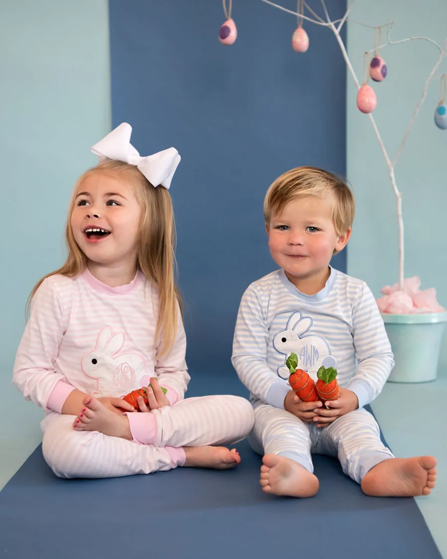 Bunny Applique Pink Striped Loungewear