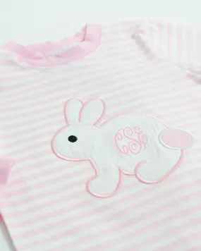 Bunny Applique Pink Striped Loungewear