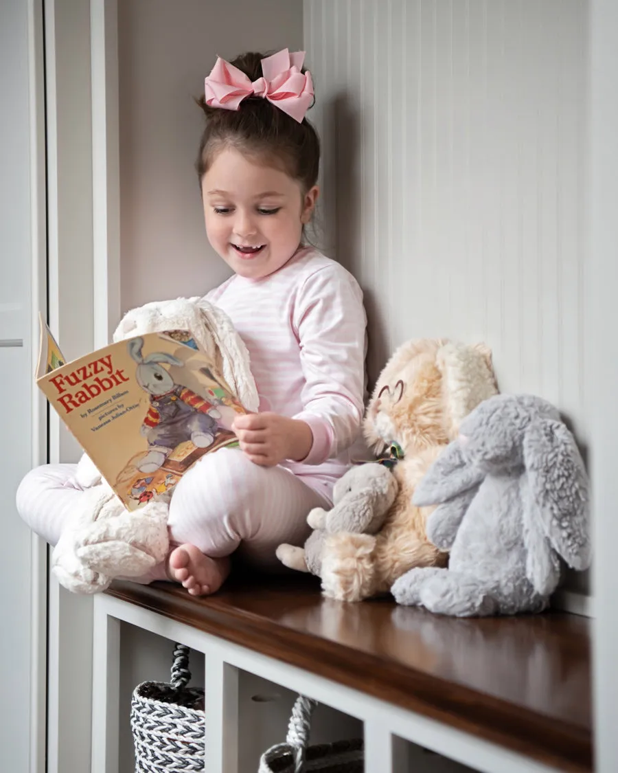 Bunny Applique Pink Striped Loungewear