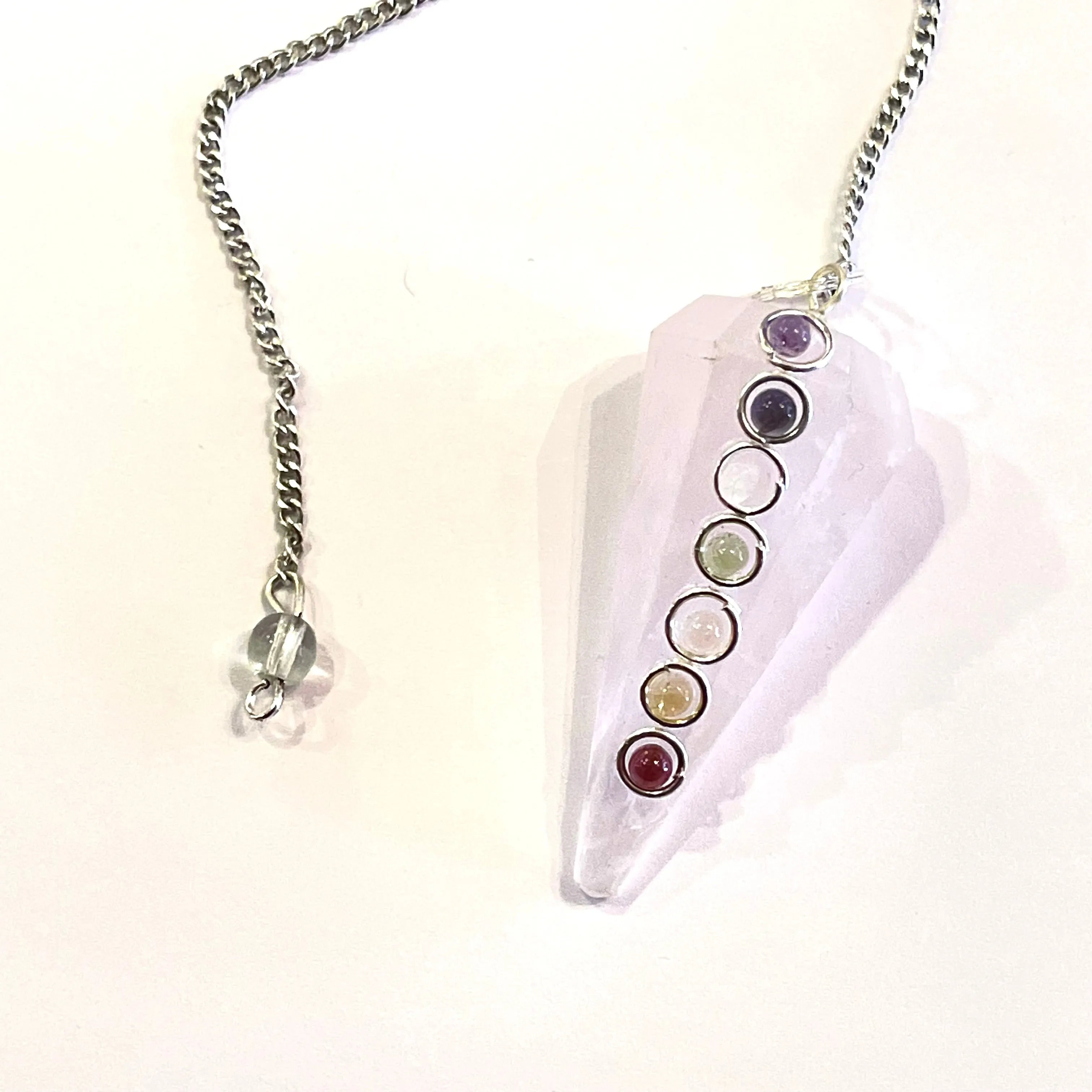 Chakra Rose Quartz Point Pendulum