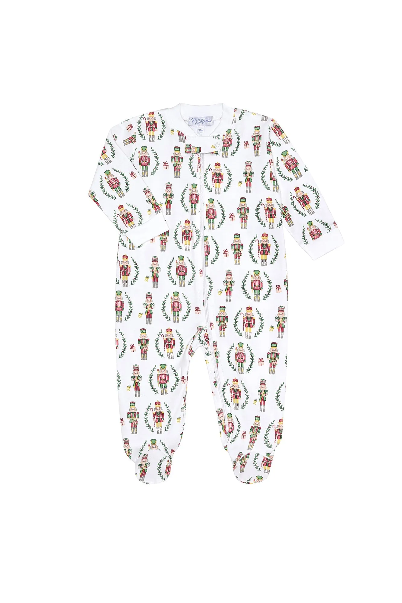 Christmas Nutcrackers Pima Cotton Baby Girl Zipper Footie