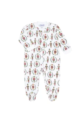 Christmas Nutcrackers Pima Cotton Baby Girl Zipper Footie