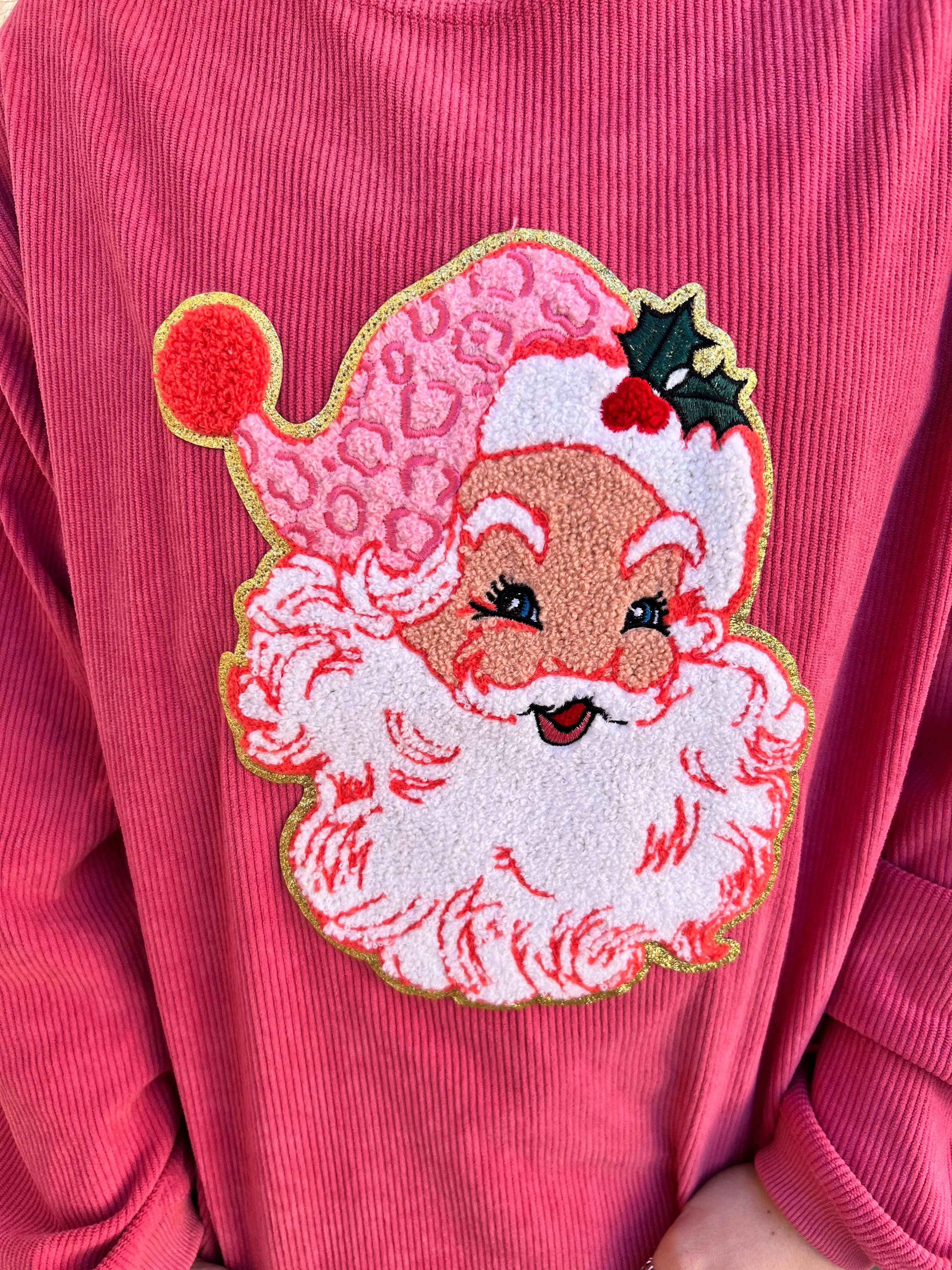 Christmas Santa Claus Sparkle Corded Sweatshirt