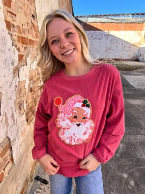 Christmas Santa Claus Sparkle Corded Sweatshirt
