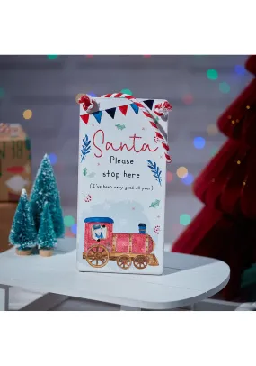 Christmas Santa Stop Here Red Train Door Hanger