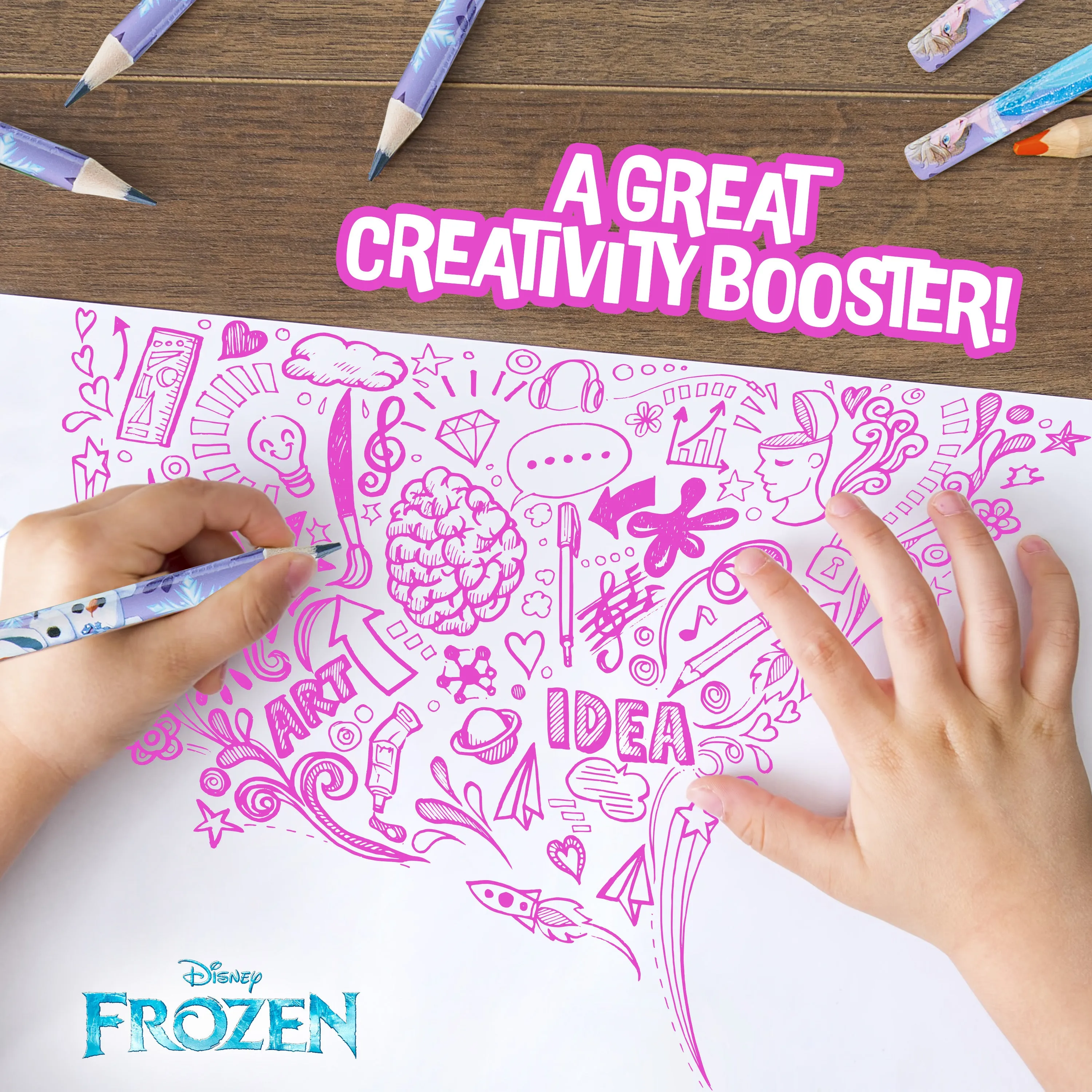 Disney Colouring Pencils for Kids, 72 Pencils Colouring Box - Frozen