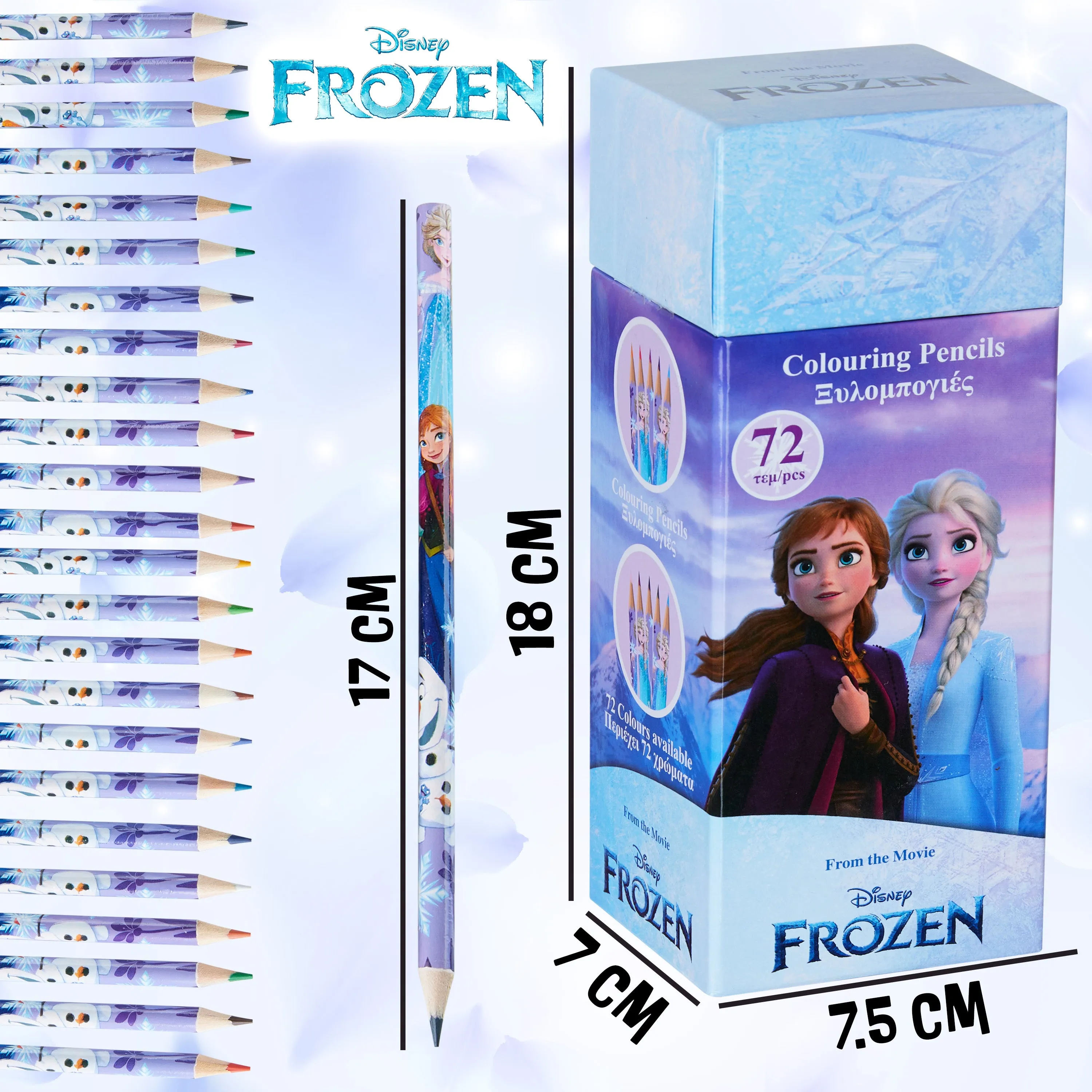 Disney Colouring Pencils for Kids, 72 Pencils Colouring Box - Frozen
