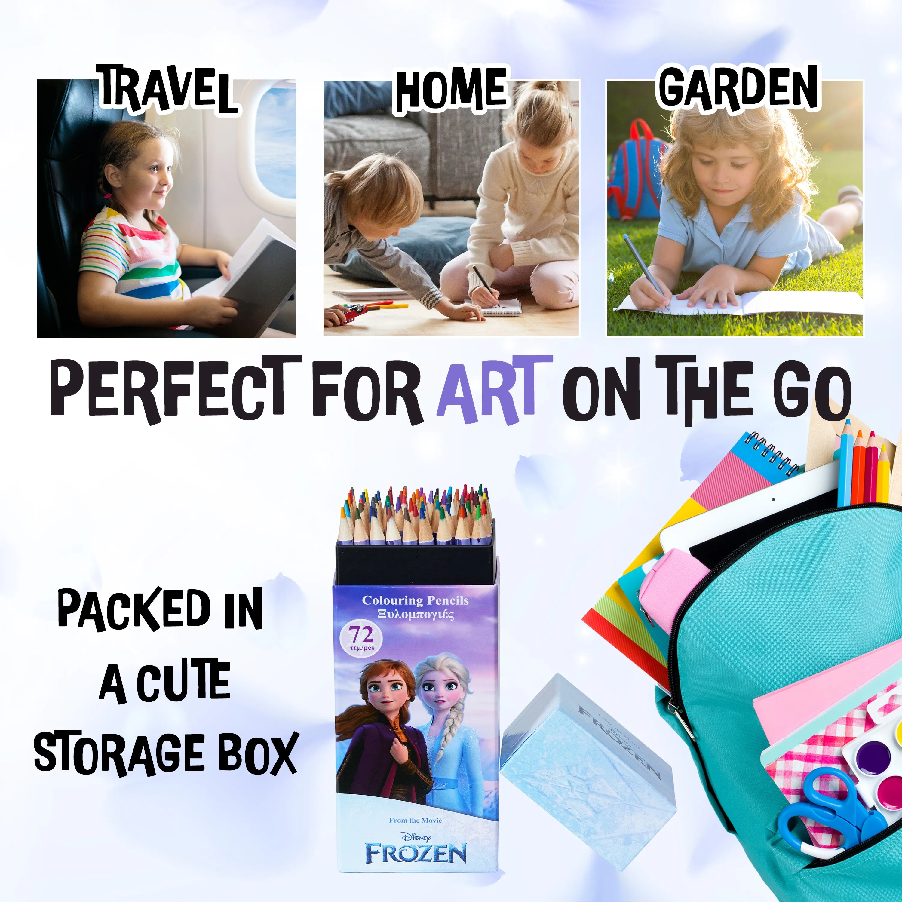 Disney Colouring Pencils for Kids, 72 Pencils Colouring Box - Frozen