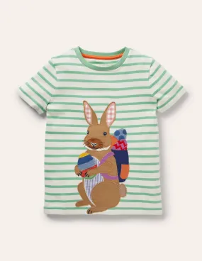 Easter Appliqué T-shirt-Ivory/Aloe Green Bunny