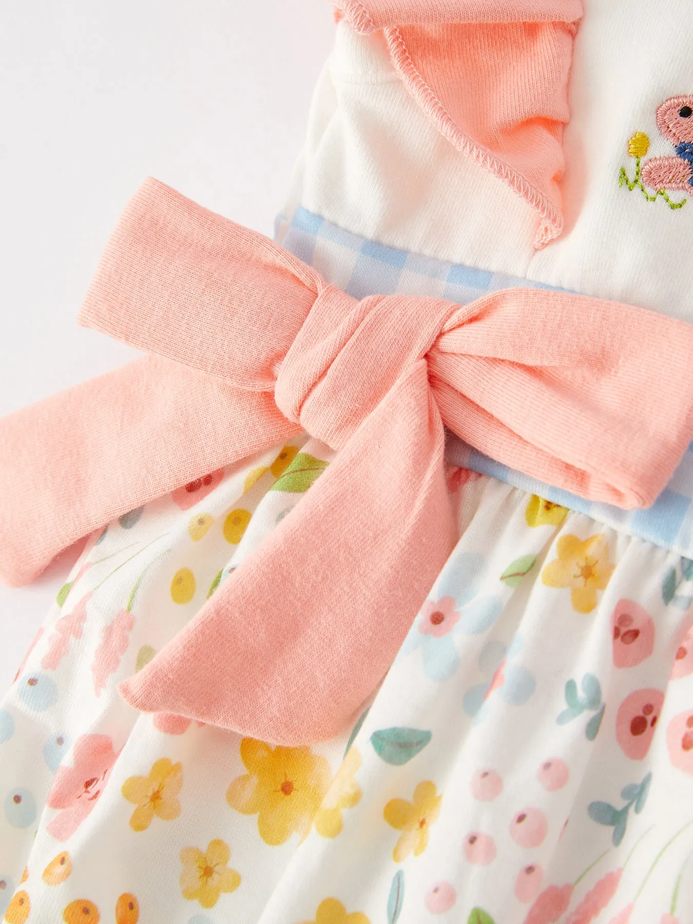 Easter Bunny Embroidery Girls Romper