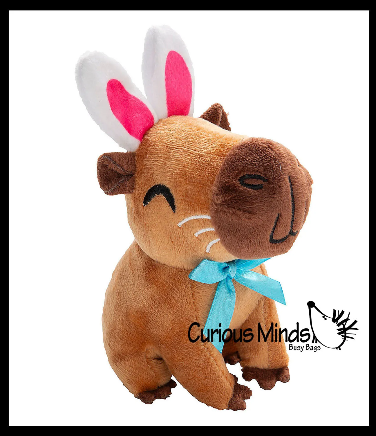 Easter Plush - Set of 3 Stuffed Animals with Bunny Ears - Dog, Dino, Capybara - Mini Stuffie for Easter Baskets Gifts Cute Dino Puppy