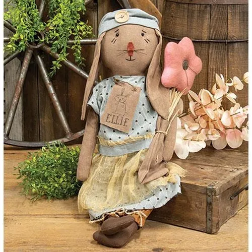 Ellie Flop Eared Bunny Fabric Doll with Flower