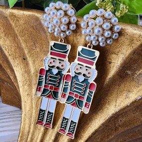 Enamel and Pearl Nutcracker Earrings