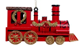 Glittered Red/Gold Train Ornament