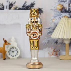Golden Color Glass Lightup Nutcrackers for Christmas Decoration