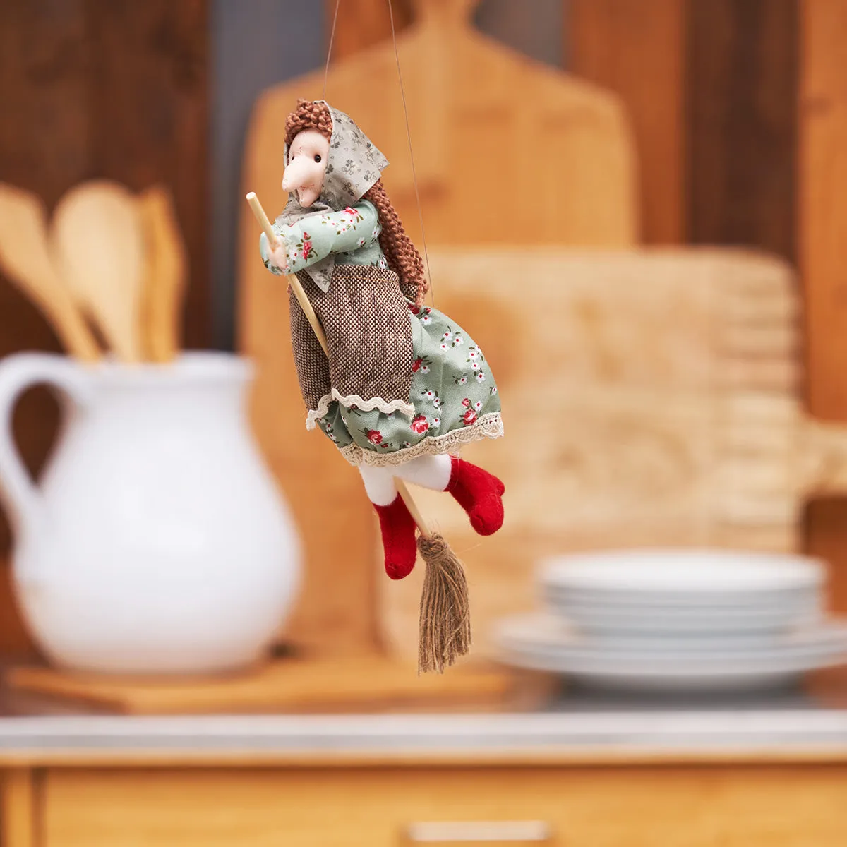 Green Kitchen Witch Figurine