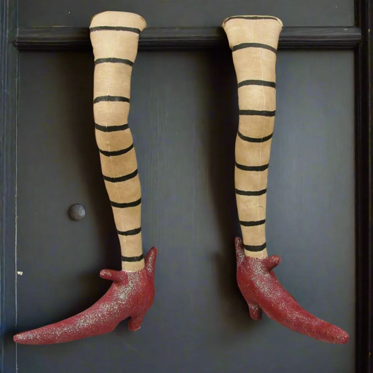 Halloween Gathered Traditions 2 pc Fabric Witch's Legs w/ Shoes Joe Spencer