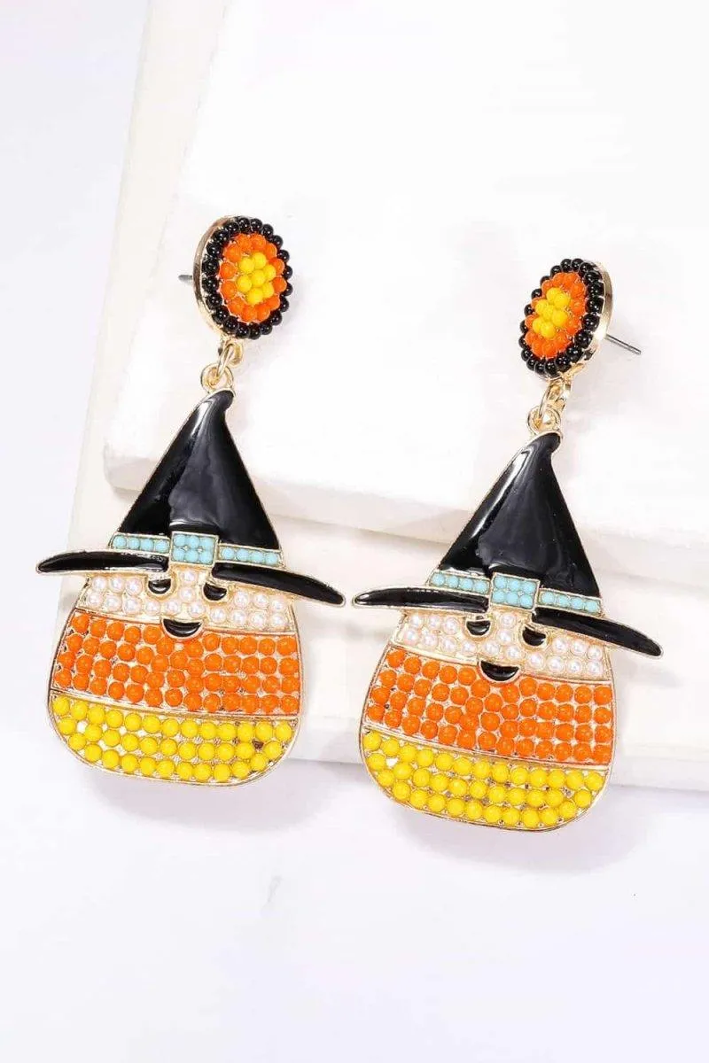 Halloween Witch Hat Pearl Earrings