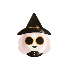 Hey Pumpkin Pink Witch Shaped Paper Plate-8pk. M0109