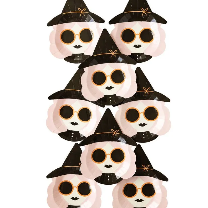 Hey Pumpkin Pink Witch Shaped Paper Plate-8pk. M0109