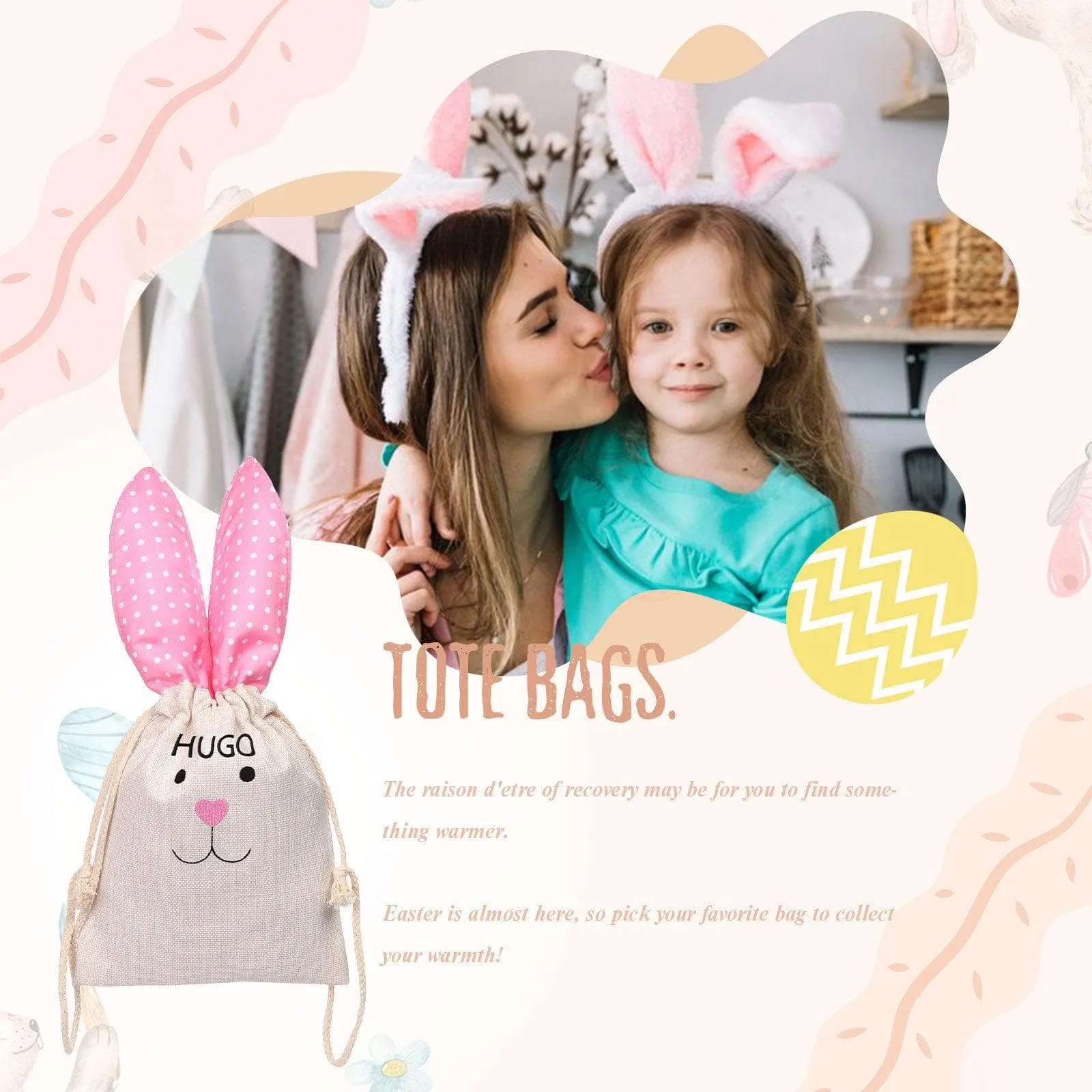 Hop into Easter with Personalized Bunny Baskets / Pink / Green / Blue