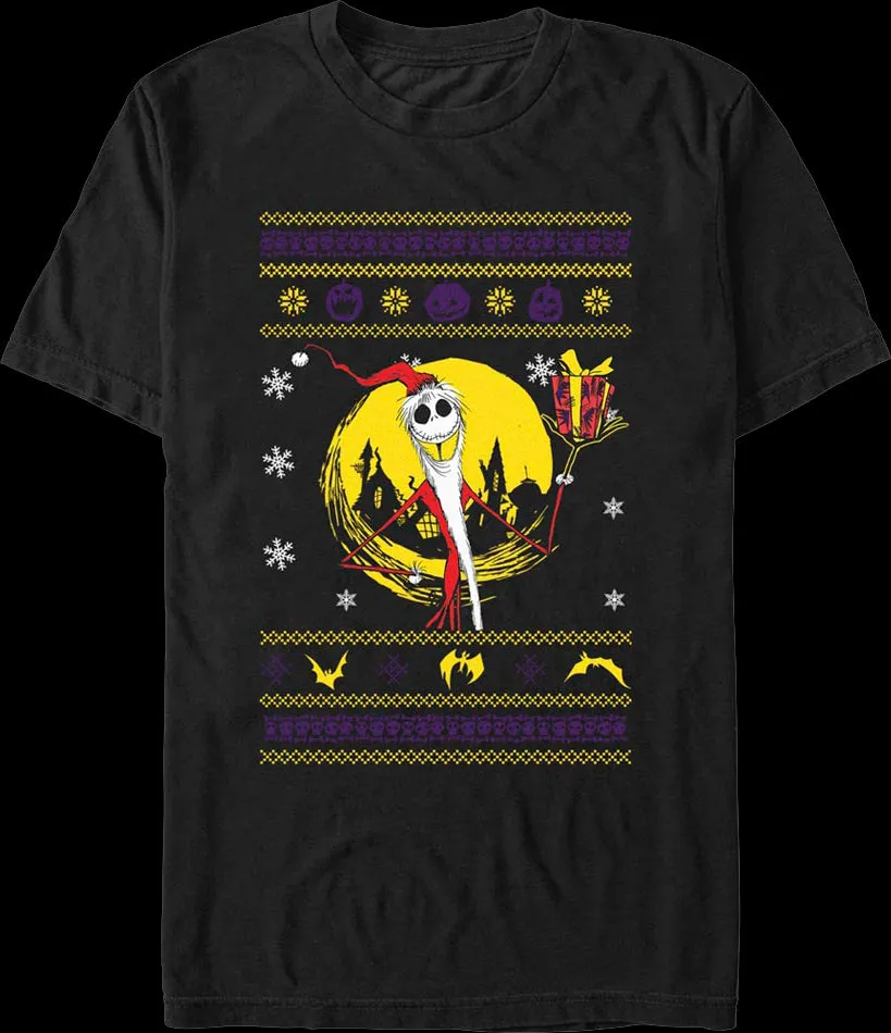 Jack Skellington Faux Ugly Sweater Nightmare Before Christmas T-Shirt