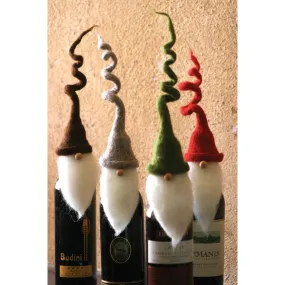 Kalalou set of four felt santa wine toppers with curly hats - CHB1116